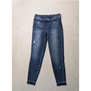 Spanx Distressed Skinny Jeans Womens Medium Blue Jegging Pull On Stretch